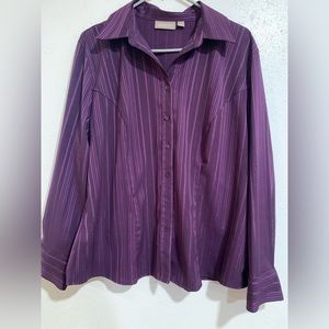NWOT! Croft & Barrow Sparkling Purple Size 1X Stretch Button Down Shirt.